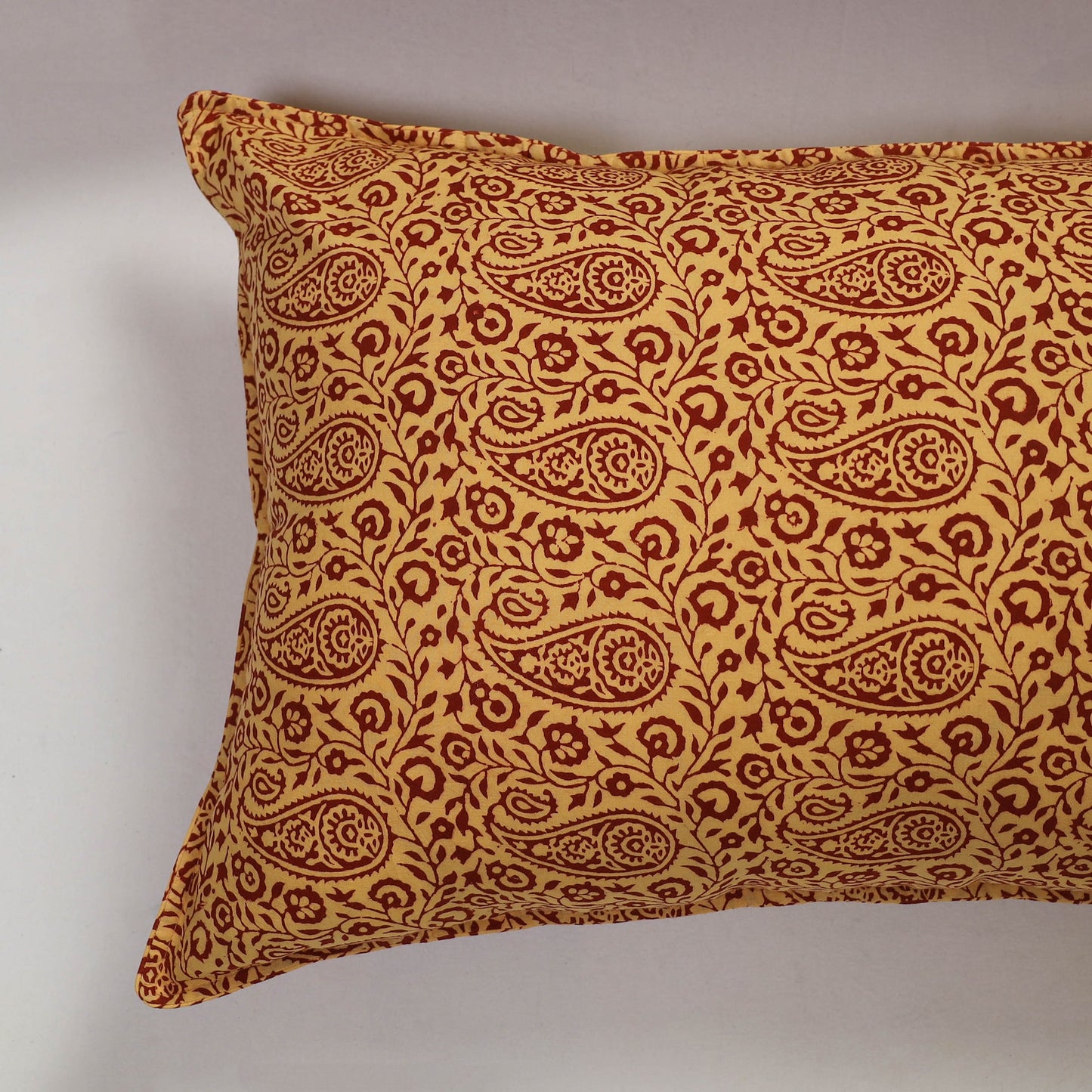 Yellow - set of 2 bagh cotton pillow covers 08 - handcrafted