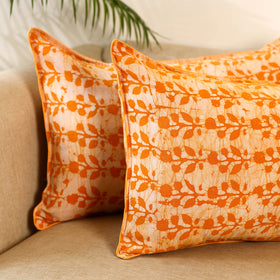 Yellow - set of 2 hand batik cotton pillow covers 05