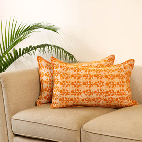 Yellow - set of 2 hand batik cotton pillow covers 05