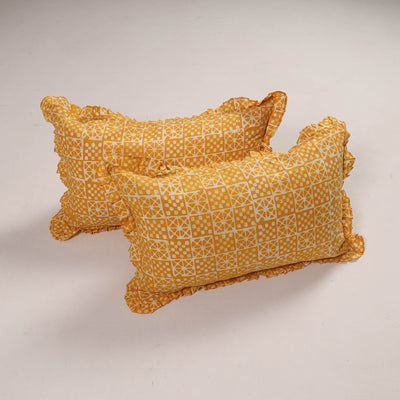 Yellow - set of 2 handcrafted cotton frill pillow covers 08