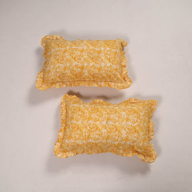Yellow - set of 2 handcrafted cotton frill pillow covers 17