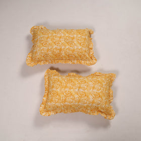 Yellow - set of 2 handcrafted cotton frill pillow covers 17