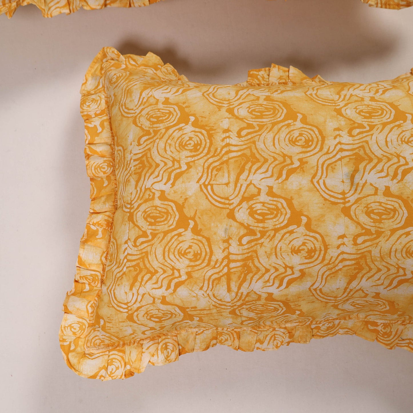 Yellow - set of 2 handcrafted cotton frill pillow covers 17