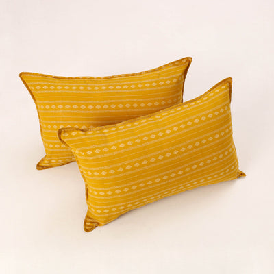 Yellow Set of 2 Jacquard Cotton Pillow Covers