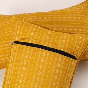 Yellow Set of 2 Jacquard Cotton Pillow Covers