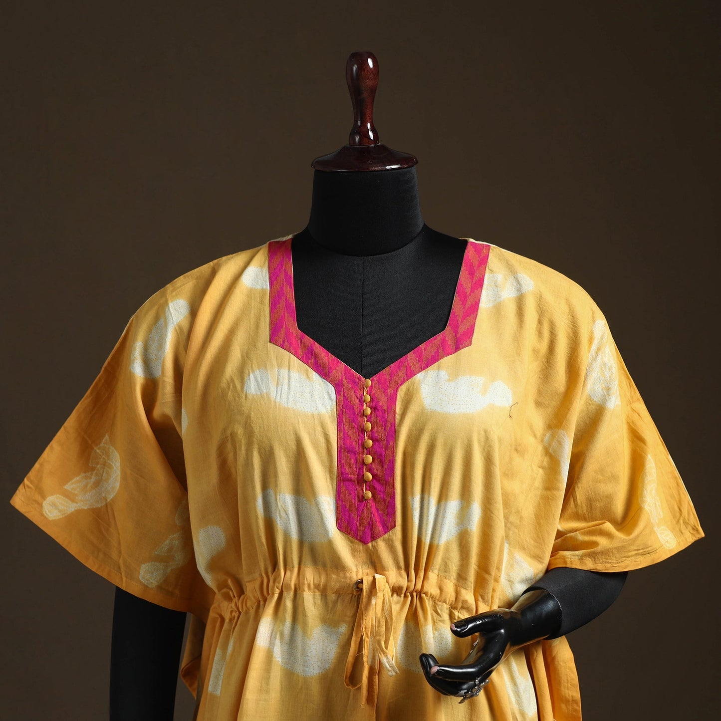 Shibori tie-dye patchwork cotton kaftan (short) 13