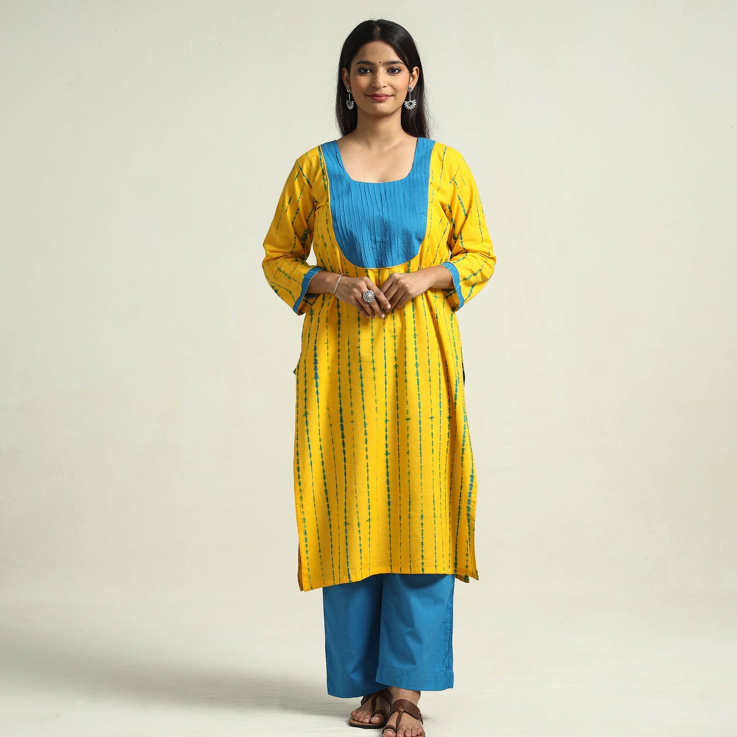 Shibori Kurta with Palazzo & Dupatta Set
