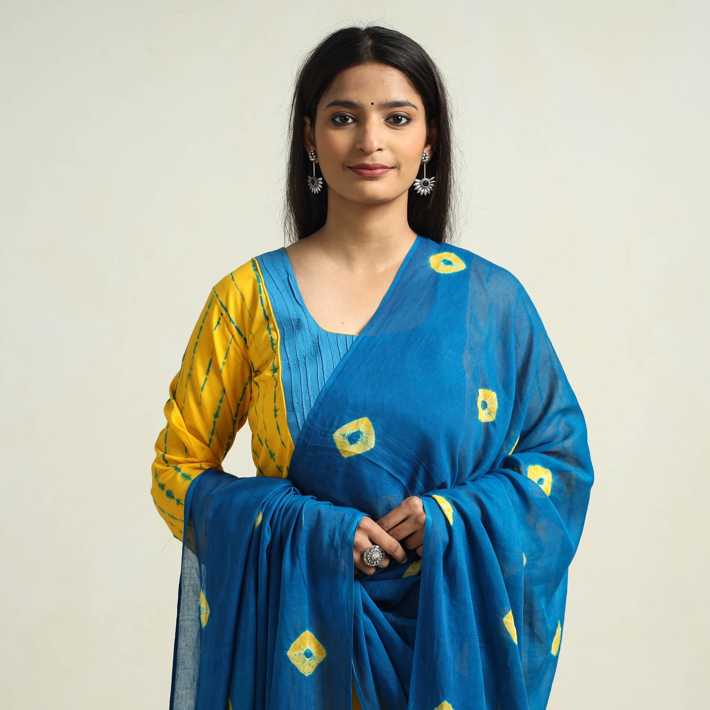 Shibori Kurta with Palazzo & Dupatta Set
