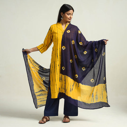 Shibori Kurta with Palazzo & Dupatta Set
