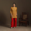 Short cotton jacquard kurta for women 20 - handcrafted