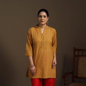 Short cotton jacquard kurta for women 20 - handcrafted