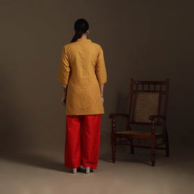 Short cotton jacquard kurta for women 20 - handcrafted