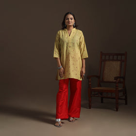 Short cotton jacquard kurta for women 21 - handcrafted