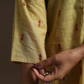 Short cotton jacquard kurta for women 21 - handcrafted