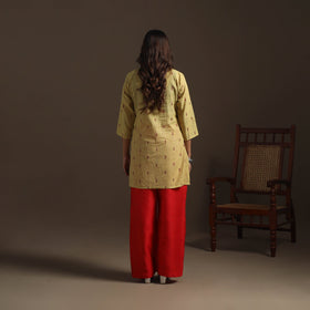 Short cotton jacquard kurta for women 21 - handcrafted