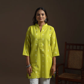 Short cotton jacquard kurta for women 22 - handcrafted