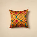 Yellow - silk cotton phulkari hand embroidery cushion cover