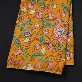 Silk Yellow Handpainted Srikalahasti Pen Kalamkari Fabric 