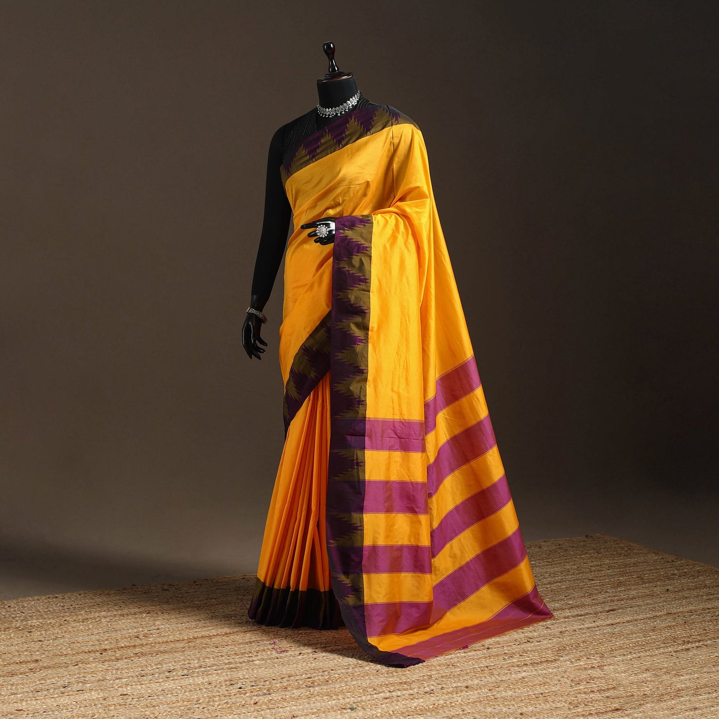 Silk ilkal saree with temple border 14 - handcrafted