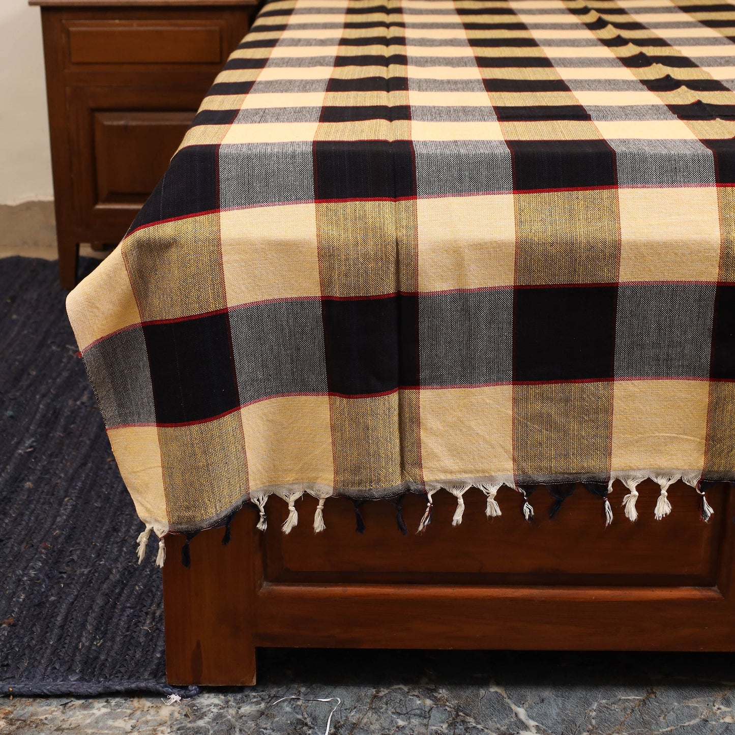 Yellow - single handloom cotton bed sheet (90 x 60 in) 81