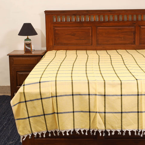 Yellow - single handloom cotton bed sheet (90 x 60 in) 90