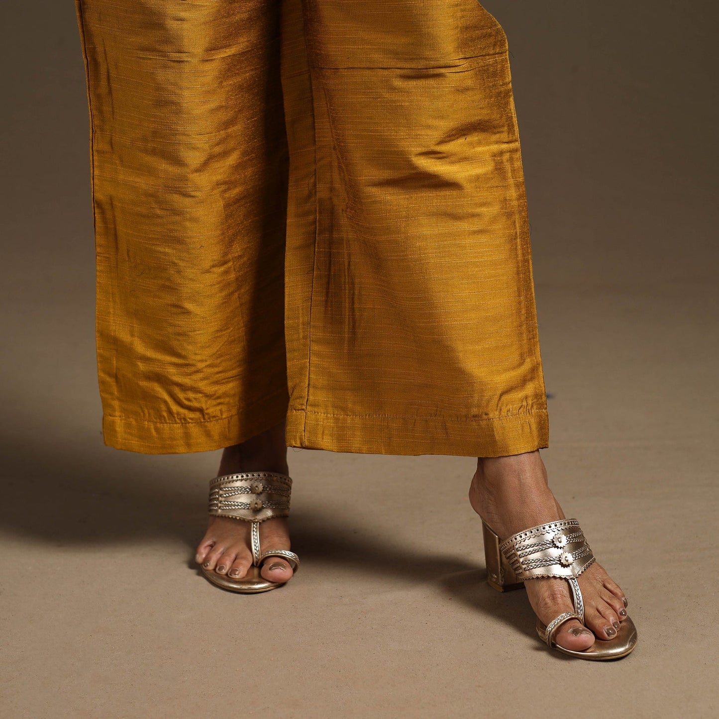 Slub silk elasticated plain palazzo 07 - handcrafted