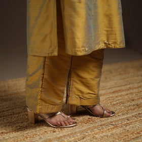 Yellow - slub silk embroidered plain kurta set (set of 3)