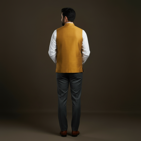 Slub silk men plain nehru jacket 01 - handcrafted