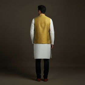 Slub silk men plain nehru jacket 11 - handcrafted