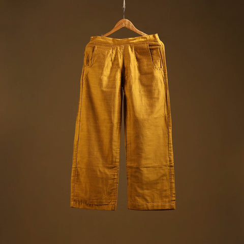 Yellow - slub silk plain palazzo 05 - handcrafted