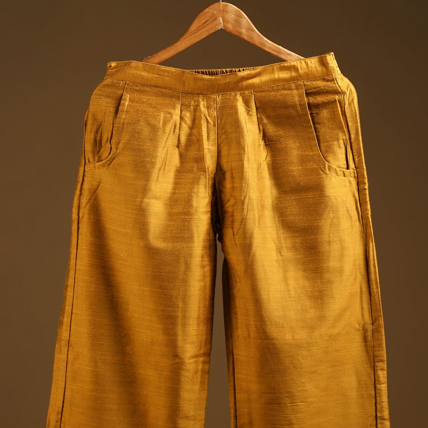 Yellow - slub silk plain palazzo 05 - handcrafted