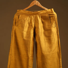 Yellow - slub silk plain palazzo 05 - handcrafted