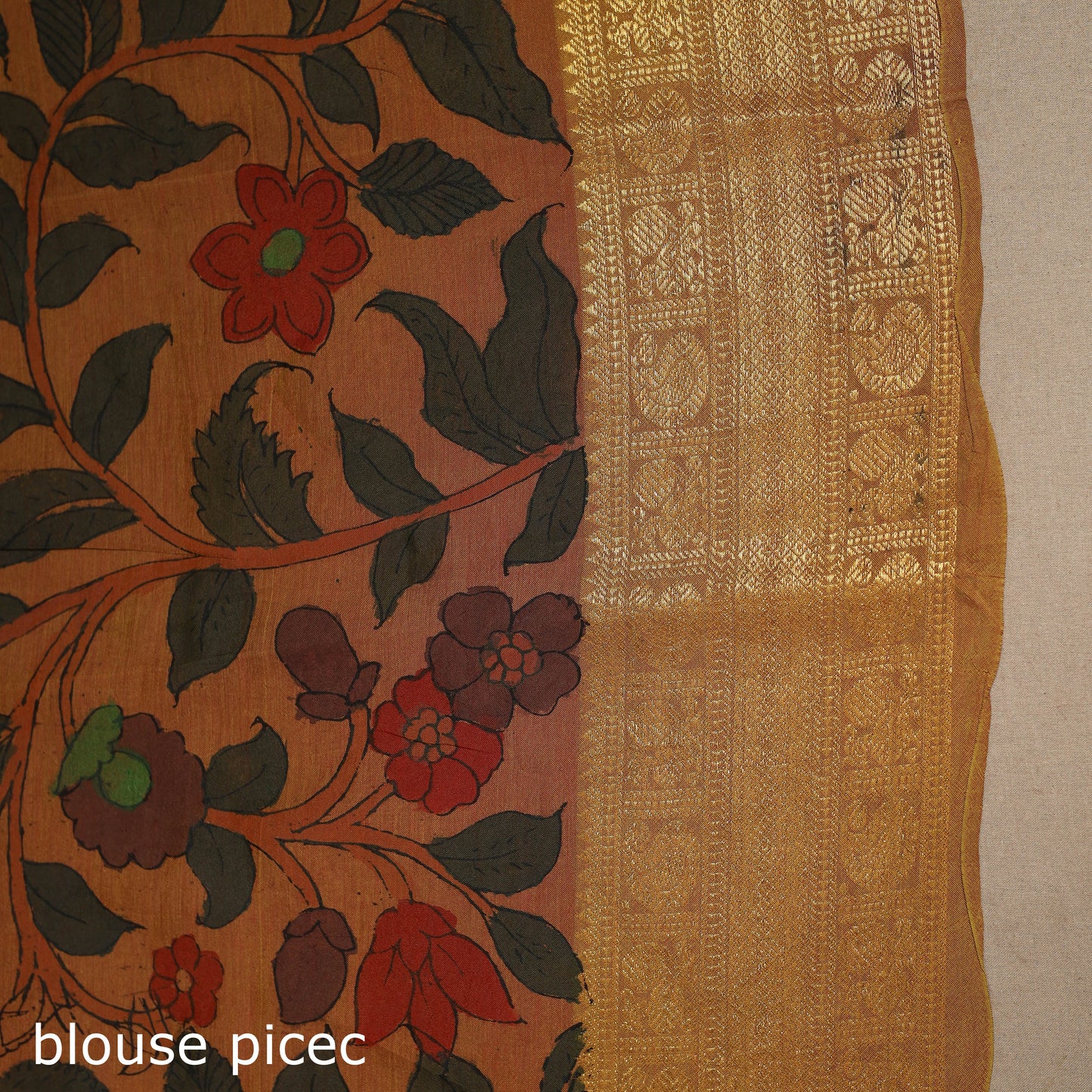 Yellow - srikalahasti handloom cotton handpainted pen
