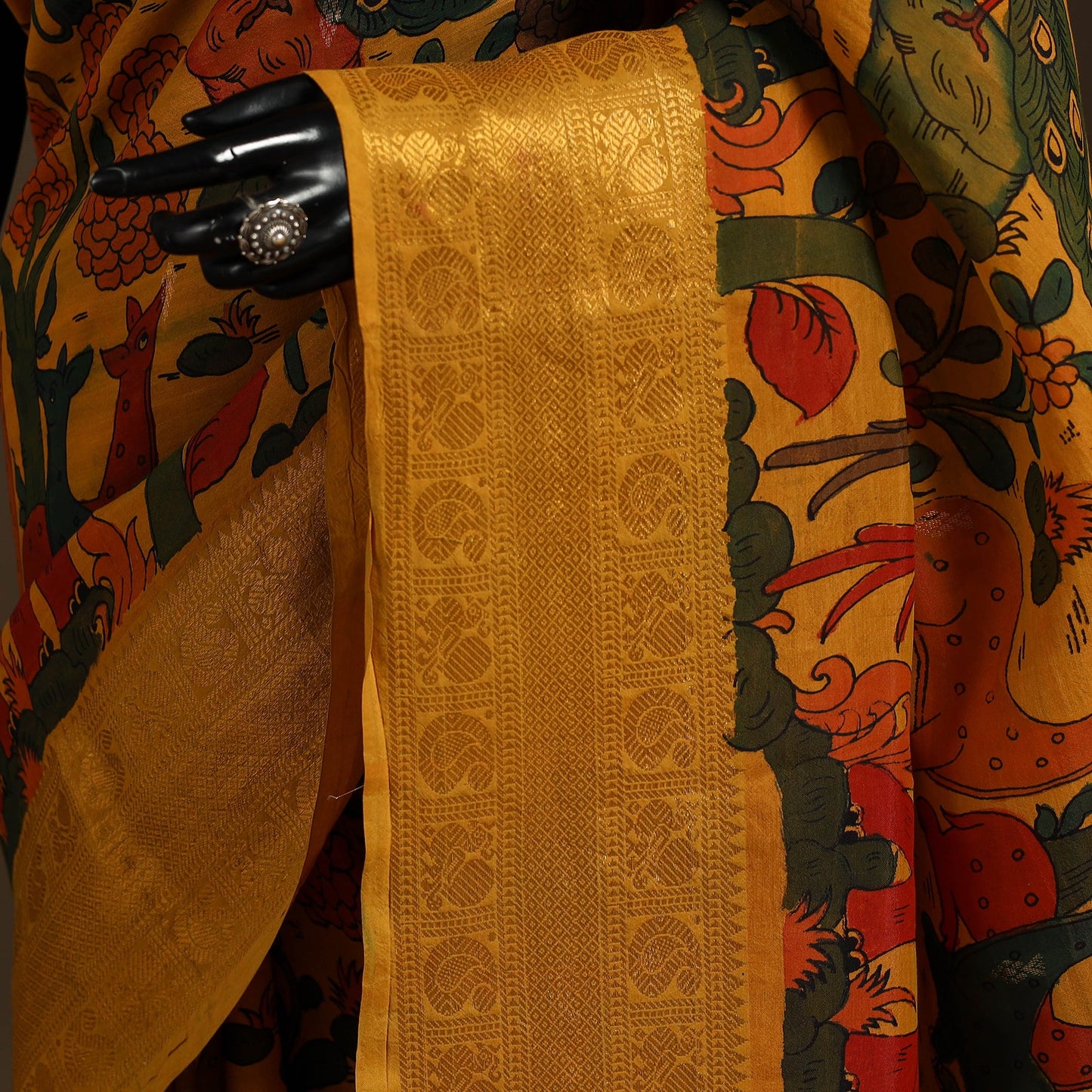 Yellow - srikalahasti handloom cotton handpainted pen