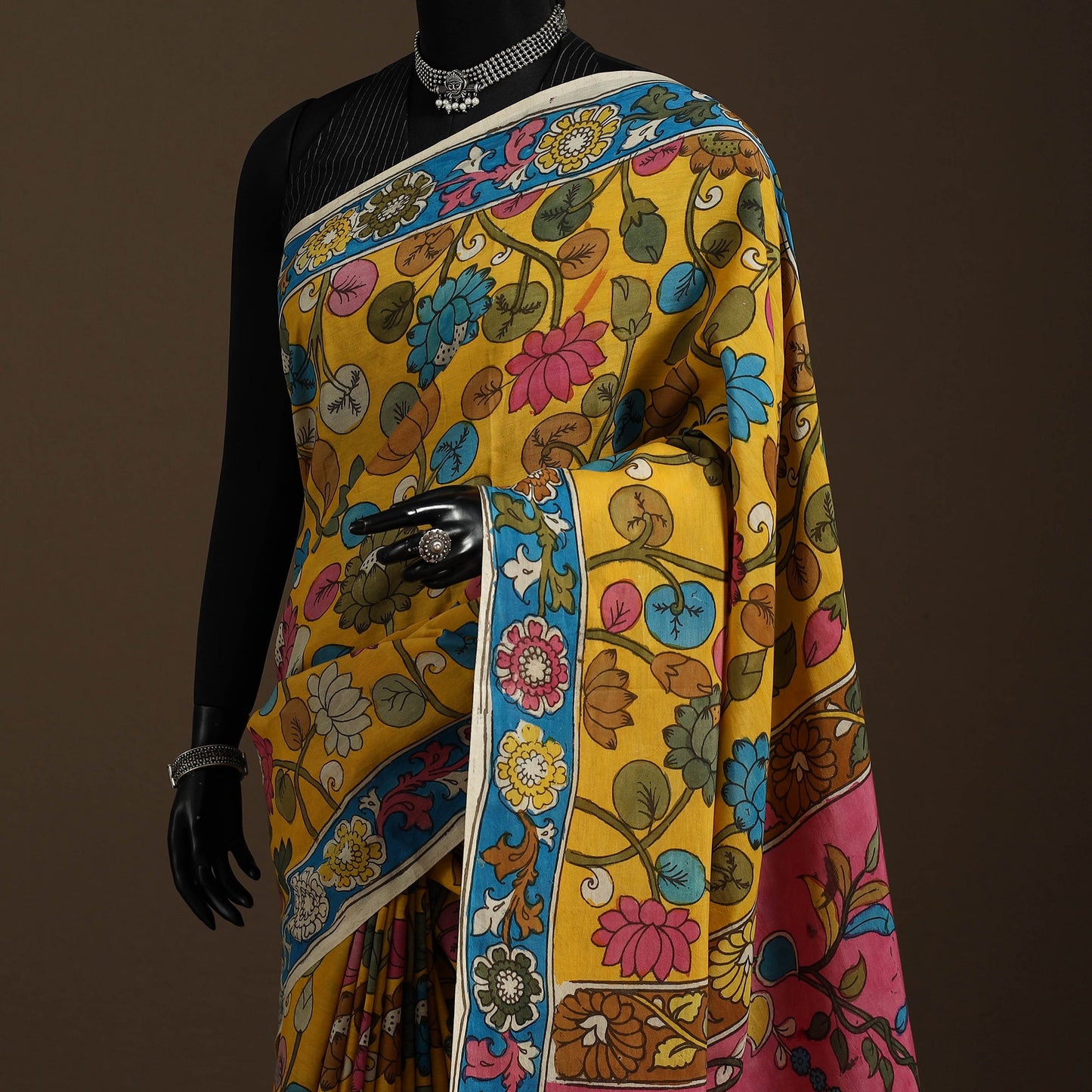 Yellow - srikalahasti handloom cotton handpainted pen