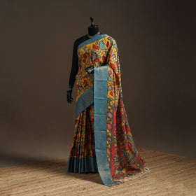 Srikalahasti handloom mangalagiri pattu silk handpainted