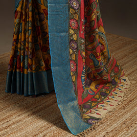 Srikalahasti handloom mangalagiri pattu silk handpainted
