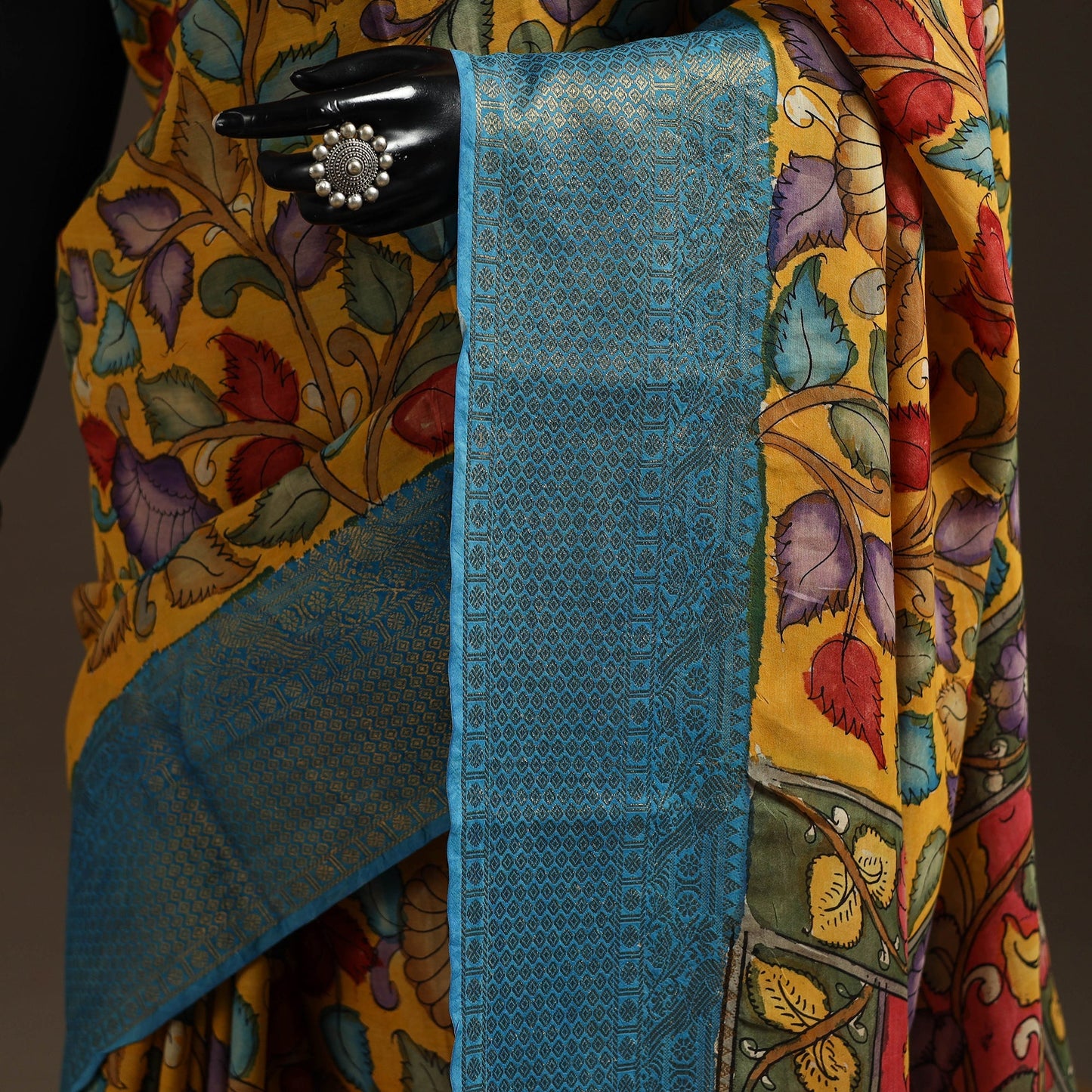 Srikalahasti handloom mangalagiri pattu silk handpainted