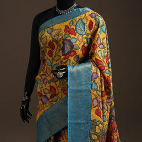 Srikalahasti handloom mangalagiri pattu silk handpainted