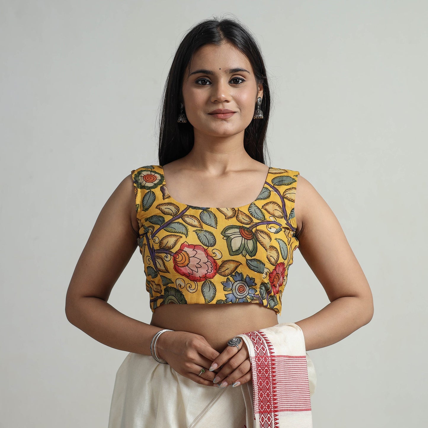 Yellow - srikalahasti handpainted penwork kalamkari