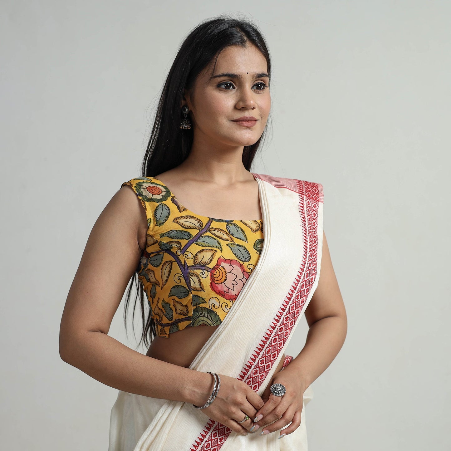 Yellow - srikalahasti handpainted penwork kalamkari