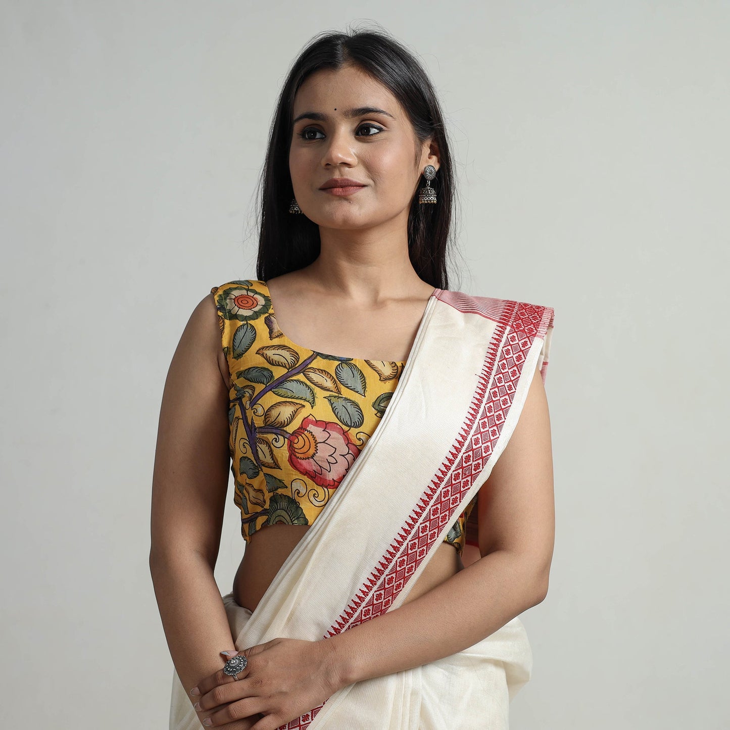 Yellow - srikalahasti handpainted penwork kalamkari