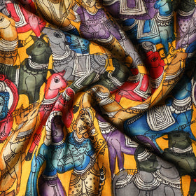  Srikalahasti Pen Work Chanderi Silk Kalamkari Fabric 