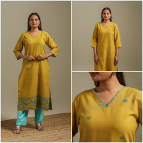 Straight cotton hand embroidered jamdani border thread buti