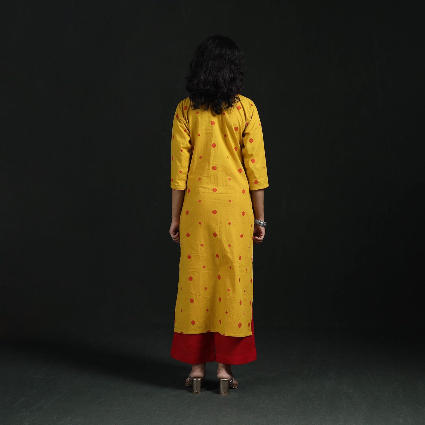 Straight cotton jacquard kurta for women 05 - handcrafted