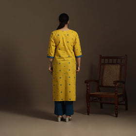 Straight cotton patchwork jacquard kurta for women 12