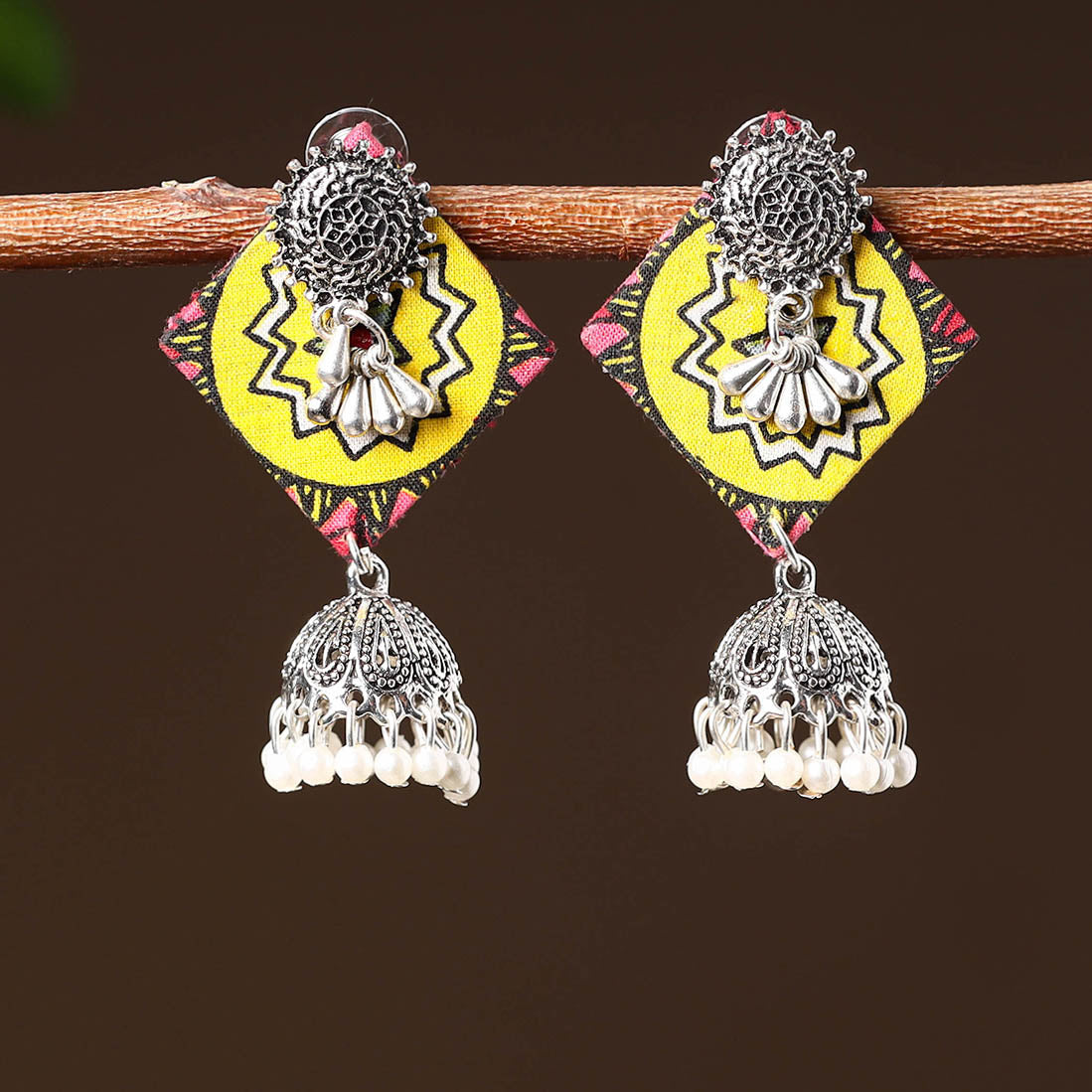 Yellow - taniya handcrafted gs fabart earrings