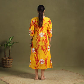 Yellow Tie-Dye Cotton Pintuck Shibori Dress