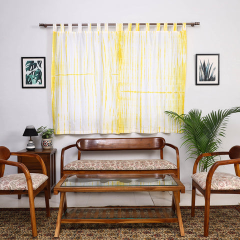Yellow - tie & dye cotton shibori curtain for window (set