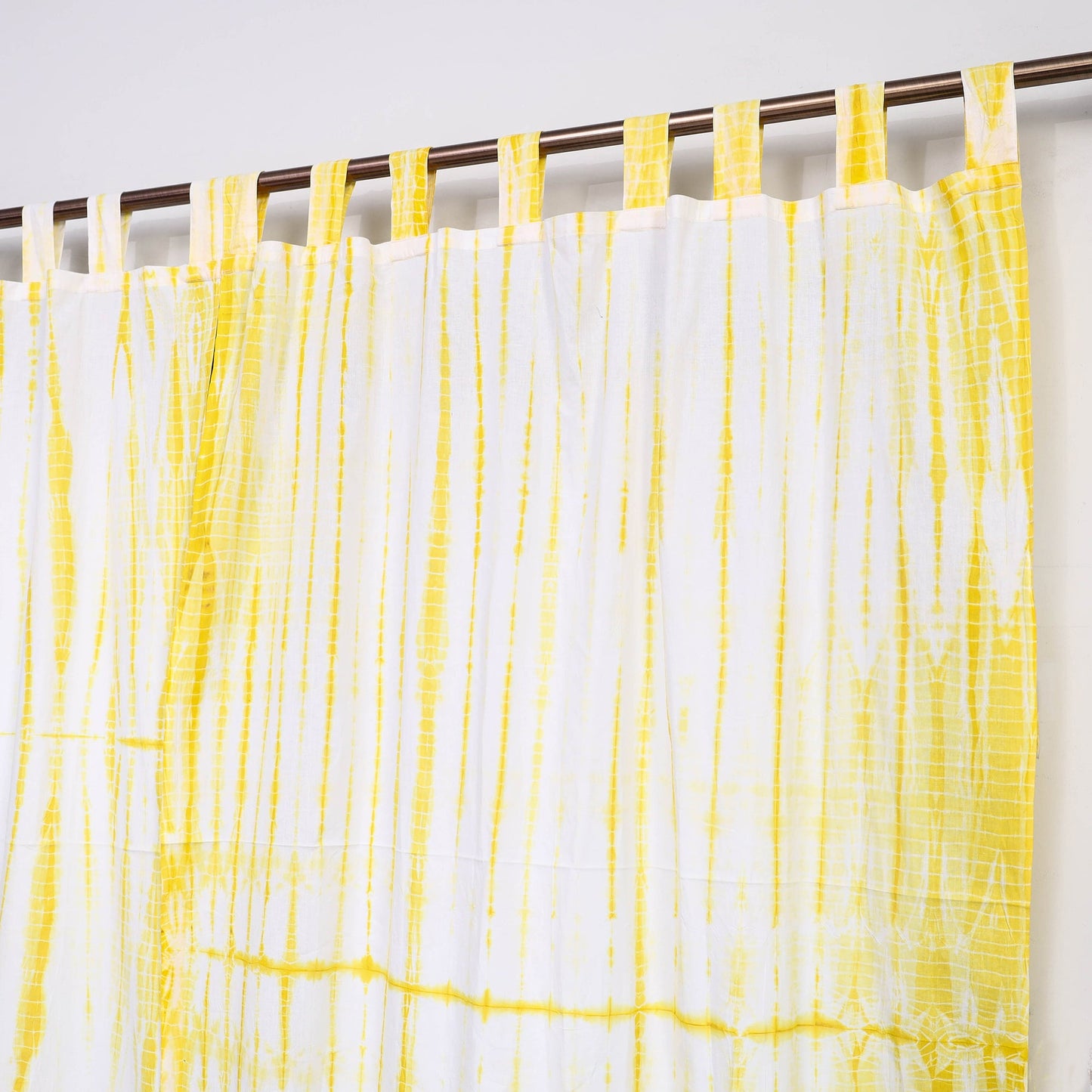 Yellow - tie & dye cotton shibori curtain for window (set
